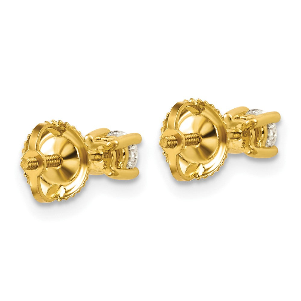 14K Yellow Gold 1/3 Ctw Lab Grown Diamond Vs+ F+ Round 4 Prong Heavy Wt. Screwback Stud Earrings