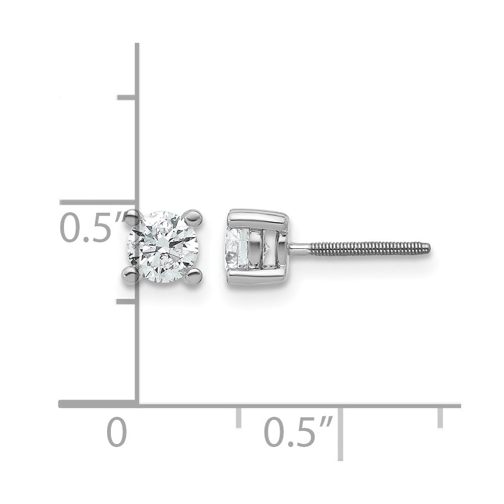 14K White Gold 2/3 Ctw Lab Grown Diamond Vs+ F+ Round 4 Prong Heavy Wt. Screwback Stud Earrings