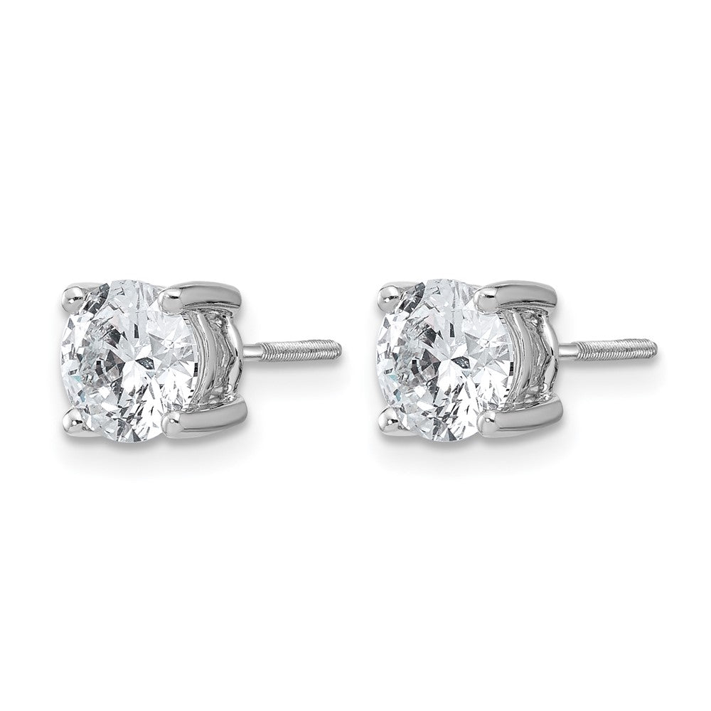 14K White Gold 2 Ctw Lab Grown Diamond Vs+ F+ Round 4 Prong Heavy Wt. Screwback Stud Earrings