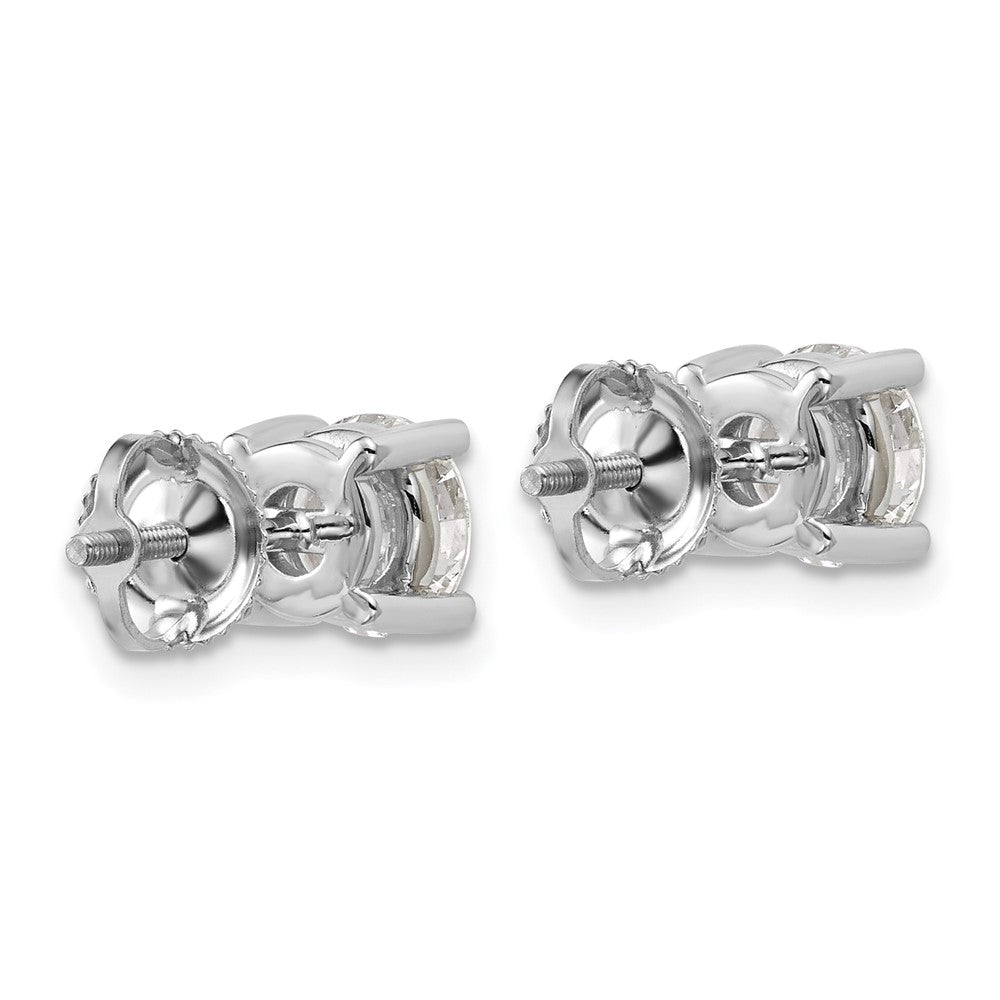 14K White Gold 2 Ctw Lab Grown Diamond Vs+ F+ Round 4 Prong Heavy Wt. Screwback Stud Earrings