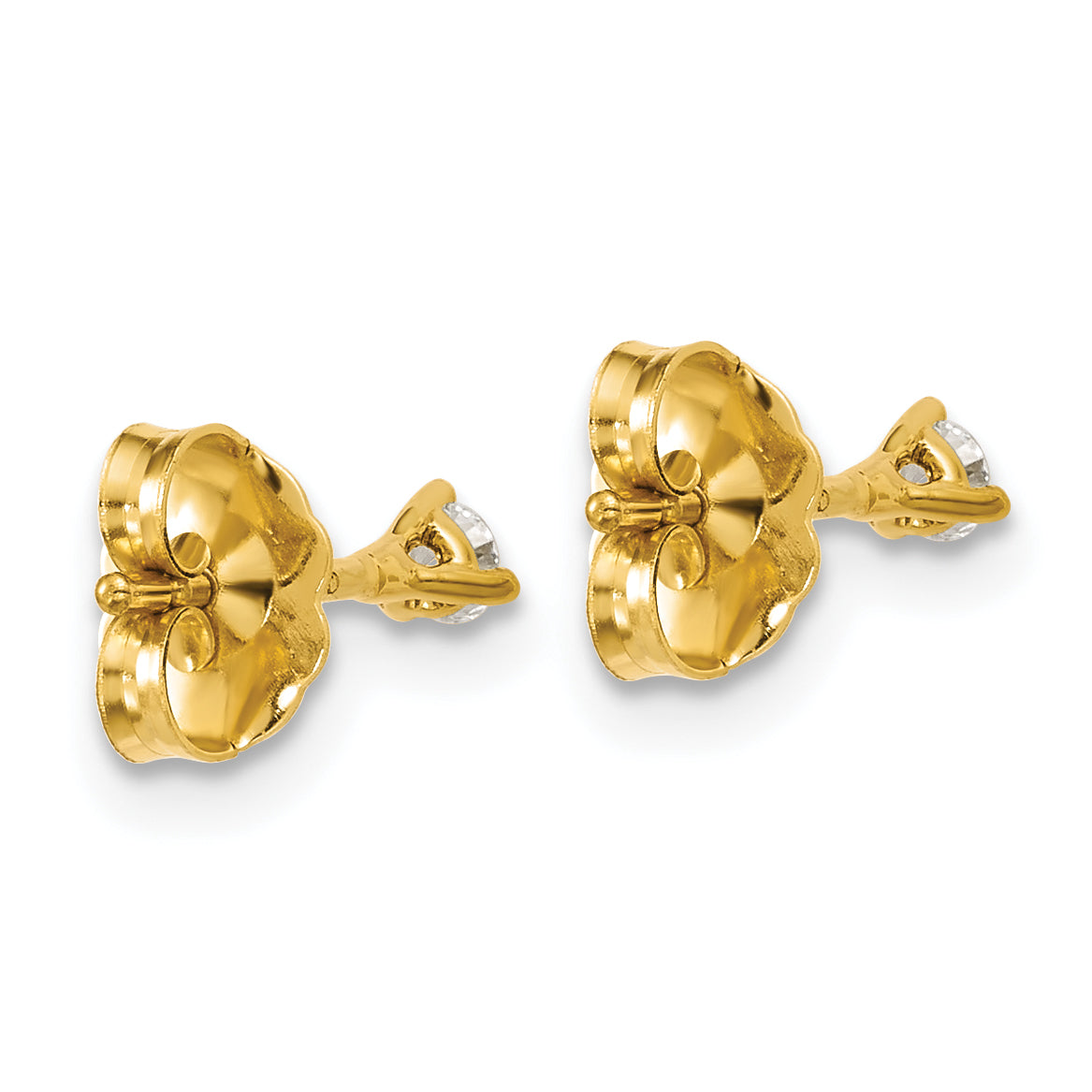 14K Yellow Gold 1/10 Ctw Lab Grown Diamond Vs+ F+ Round 3 Prong Heavy Wt. Stud Earrings