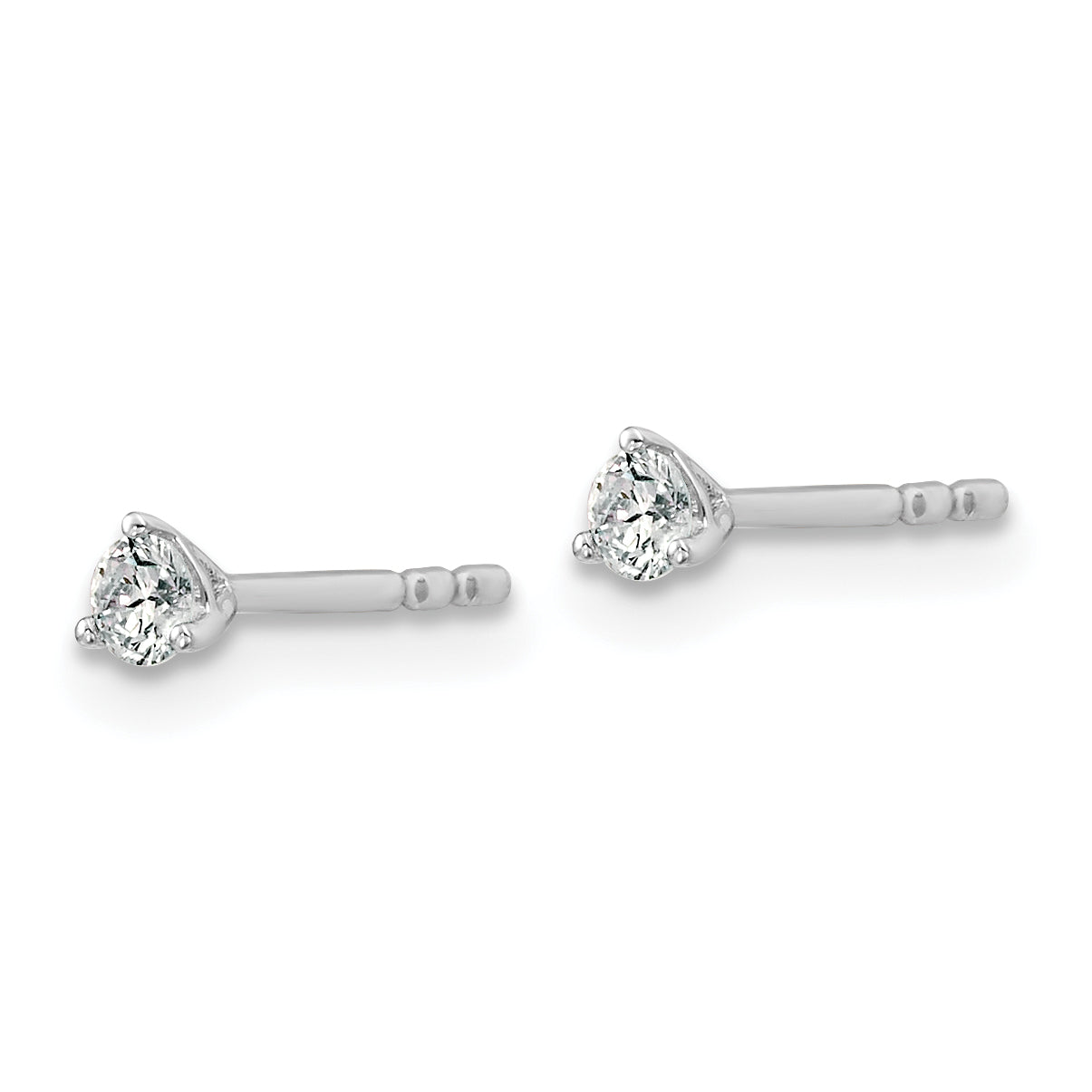 14K White Gold 1/6 Ctw Lab Grown Diamond Vs+ F+ Round 3 Prong Heavy Wt. Stud Earrings