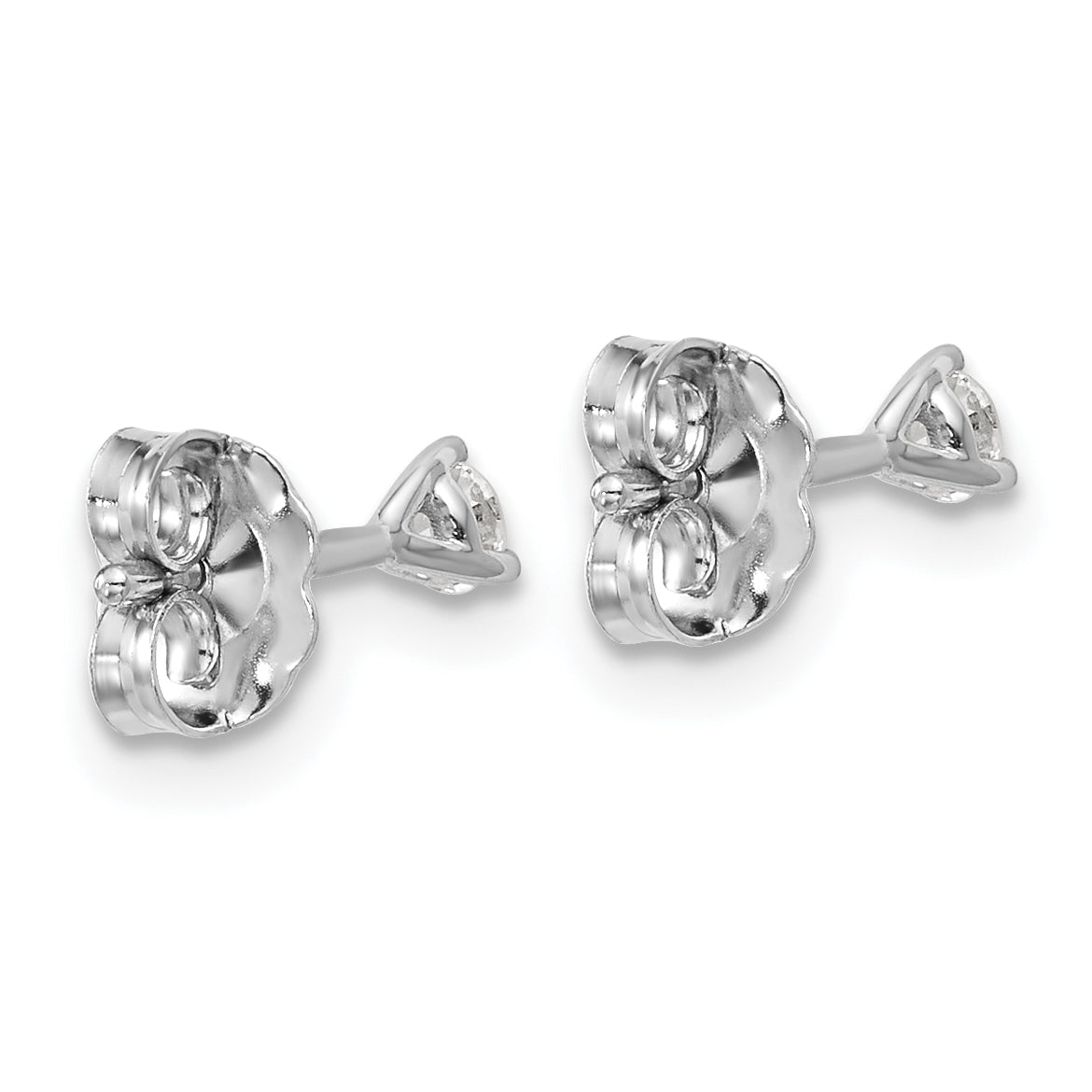 14K White Gold 1/6 Ctw Lab Grown Diamond Vs+ F+ Round 3 Prong Heavy Wt. Stud Earrings