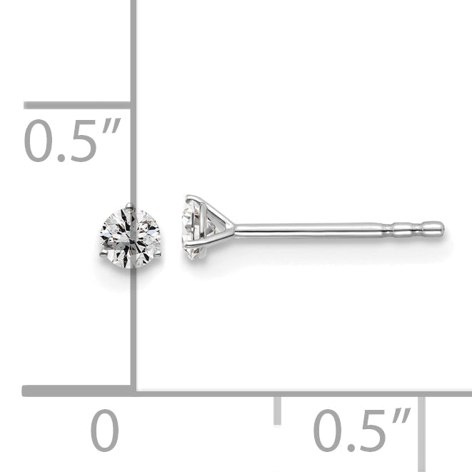 14K White Gold 1/6 Ctw Lab Grown Diamond Vs+ F+ Round 3 Prong Heavy Wt. Stud Earrings