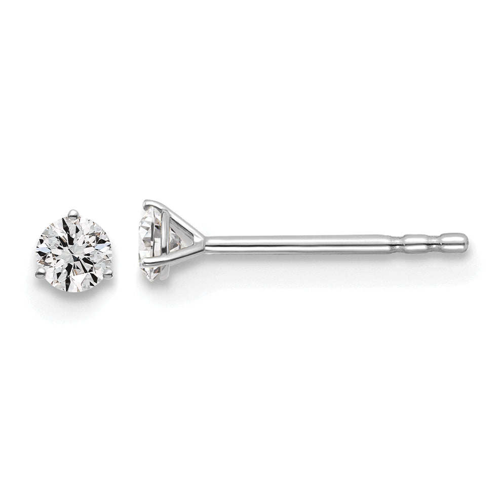 14K White Gold 1/6 Ctw Lab Grown Diamond Vs+ F+ Round 3 Prong Heavy Wt. Stud Earrings