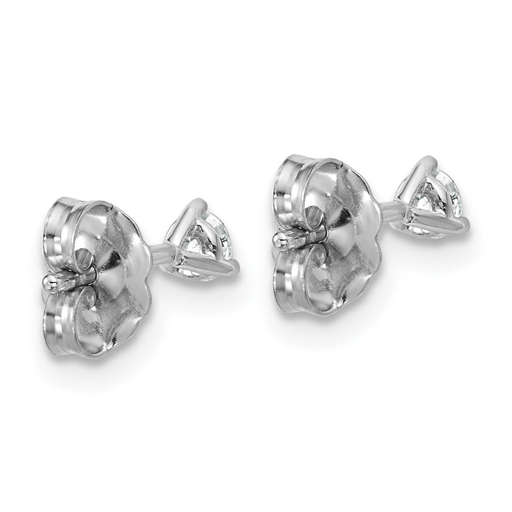 14k White Gold 1/5 Ct. Certified Lab Grown Diamond VS/SI+ G+ Round Three Prong Stud Post Earrings