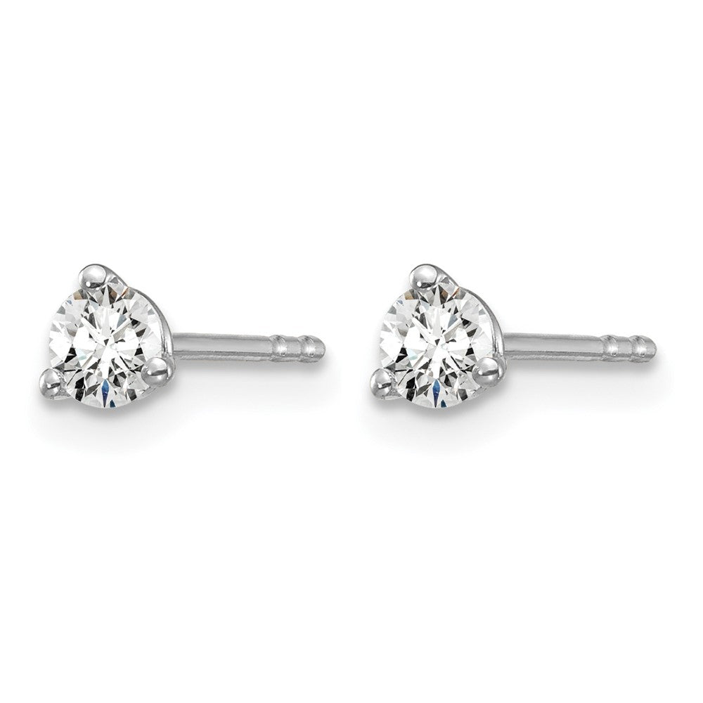 14k White Gold 1/4 Ct. Lab Grown Diamond VS/SI+ G+ Round Three Prong Stud Post Earrings