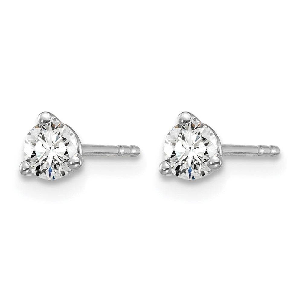 14K White Gold 1/3 Ctw Lab Grown Diamond Vs+ F+ Round 3 Prong Heavy Wt. Stud Earrings