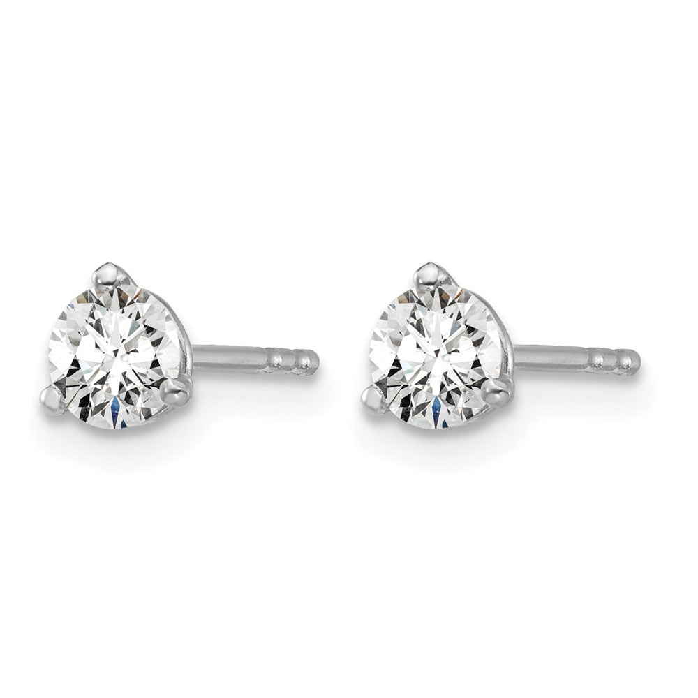 14K White Gold 1/2 Ctw Certified Lab Grown Diamond Vs+ F+ Round 3 Prong Heavy Wt. Stud Earrings