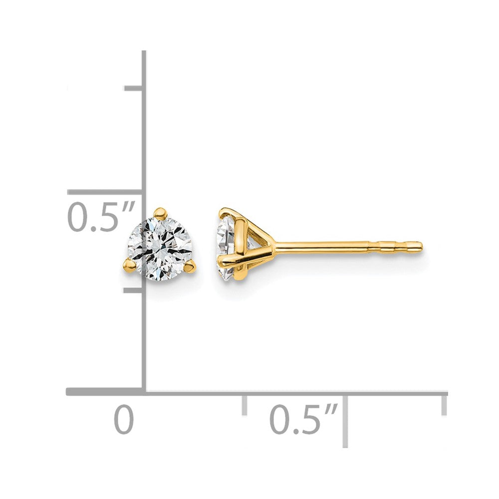 14K Yellow Gold 1/2 Ctw Lab Grown Diamond Vs+ F+ Round 3 Prong Heavy Wt. Stud Earrings