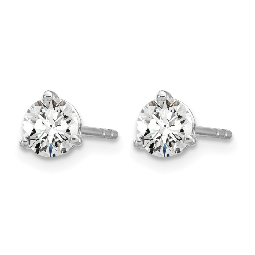 14K White Gold 2/3 Ctw Certified Lab Grown Diamond Vs+ F+ Round 3 Prong Heavy Wt. Stud Earrings