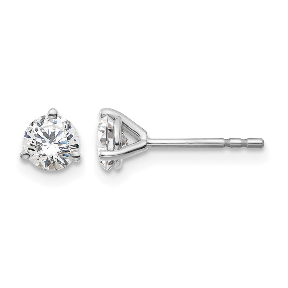 14K White Gold 2/3 Ctw Certified Lab Grown Diamond Vs+ F+ Round 3 Prong Heavy Wt. Stud Earrings