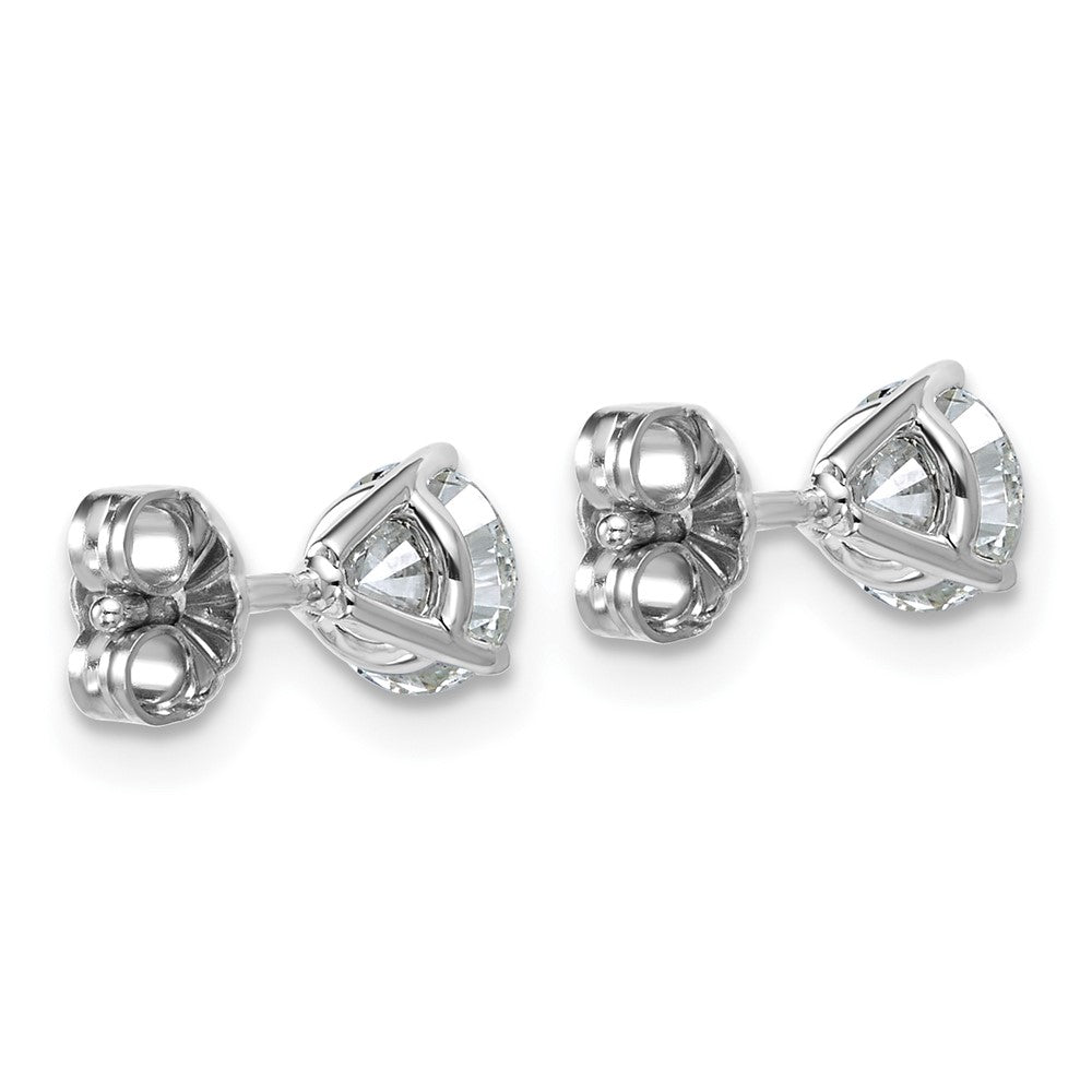 14K White Gold 1 Ctw Certified Lab Grown Diamond Vs+ F+ Round 3 Prong Heavy Wt. Stud Earrings