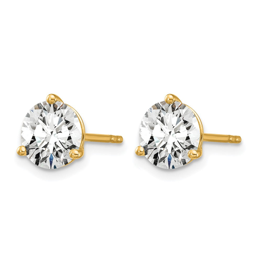 14K Yellow Gold 2 1/2 Ctw Certified Lab Grown Diamond Vs/Si+ G+ Round 3 Prong Heavy Wt. Stud Earrings