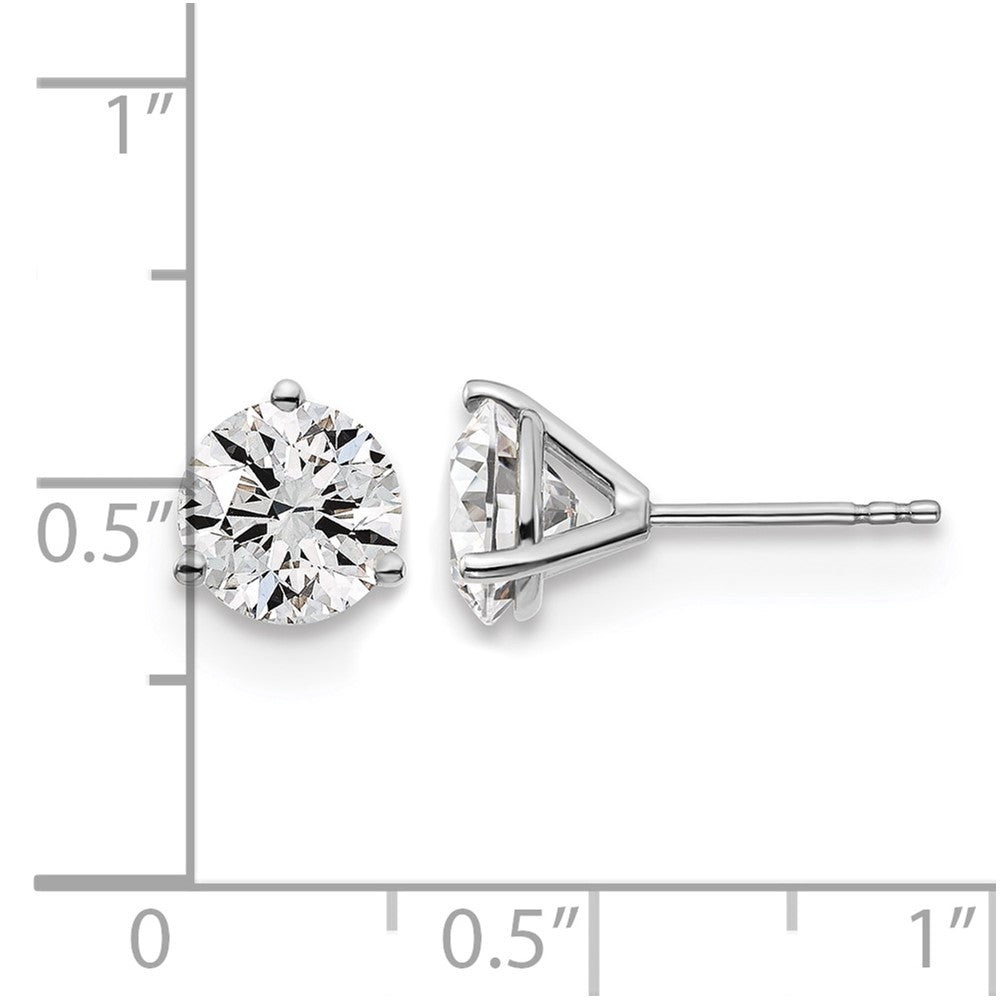14K White Gold 3 Ctw Certified Lab Grown Diamond Vs/Si+ G+ Round Prong Heavy Wt. Stud Earrings