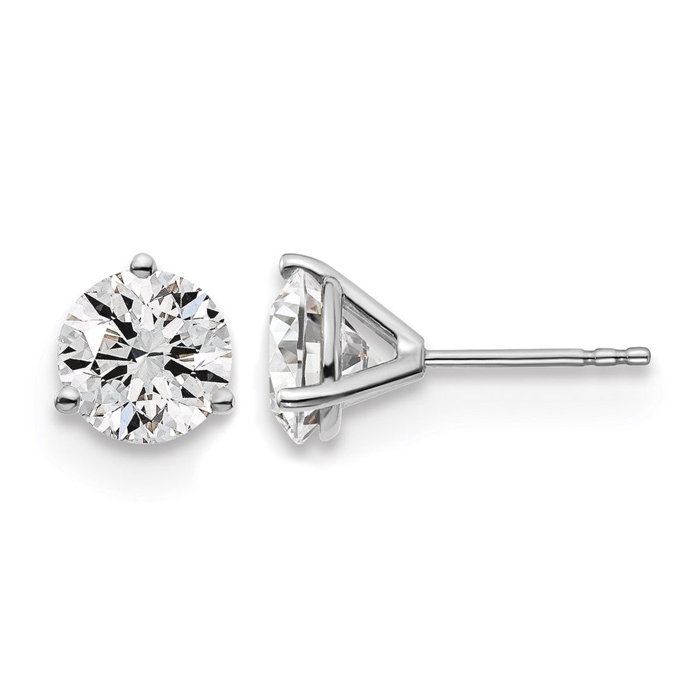 14K White Gold 3 Ctw Lab Grown Diamond Vs/Si+ G+ Round Prong Heavy Wt. Stud Earrings