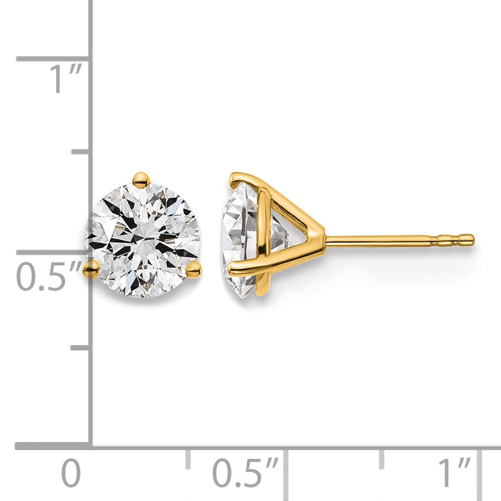 14K Yellow Gold 3 Ctw Certified Lab Grown Diamond Vs/Si+ G+ Round Prong Heavy Wt. Stud Earrings