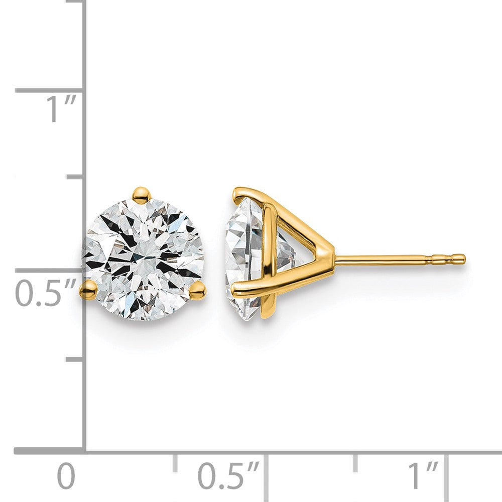 14K Yellow Gold 5 Ctw Lab Grown Diamond Vs+ F+ Round 3 Prong Heavy Wt. Stud Earrings