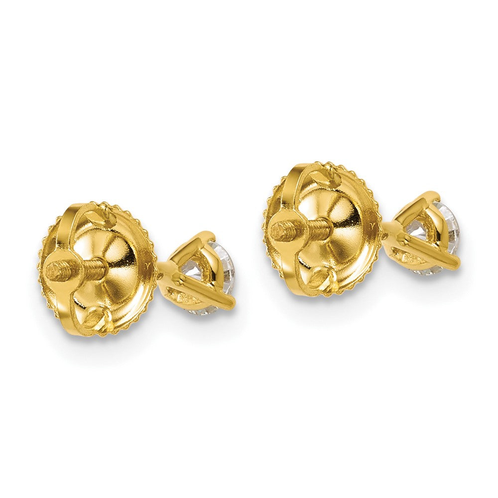 14k Yellow Gold 1/3 Ct. Certified Lab Grown Diamond VS/SI+ G+ Round Three Prong Screwback Stud Post Earrings