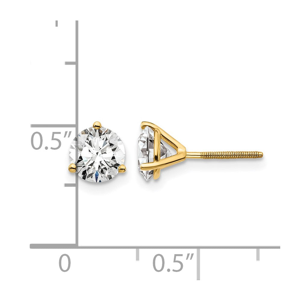 14K Yellow Gold 1 1/2 Ctw Certified Lab Grown Diamond Vs/Si+ G+ Round 3 Prong Heavy Wt. Screwback Stud Earrings