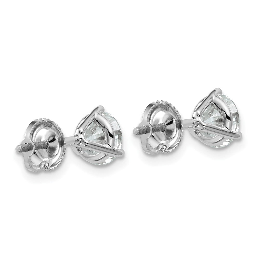 14k White Gold 2 Ct. Certified Lab Grown Diamond VS/SI+ G+ Round Three Prong Screwback Stud Post Earrings