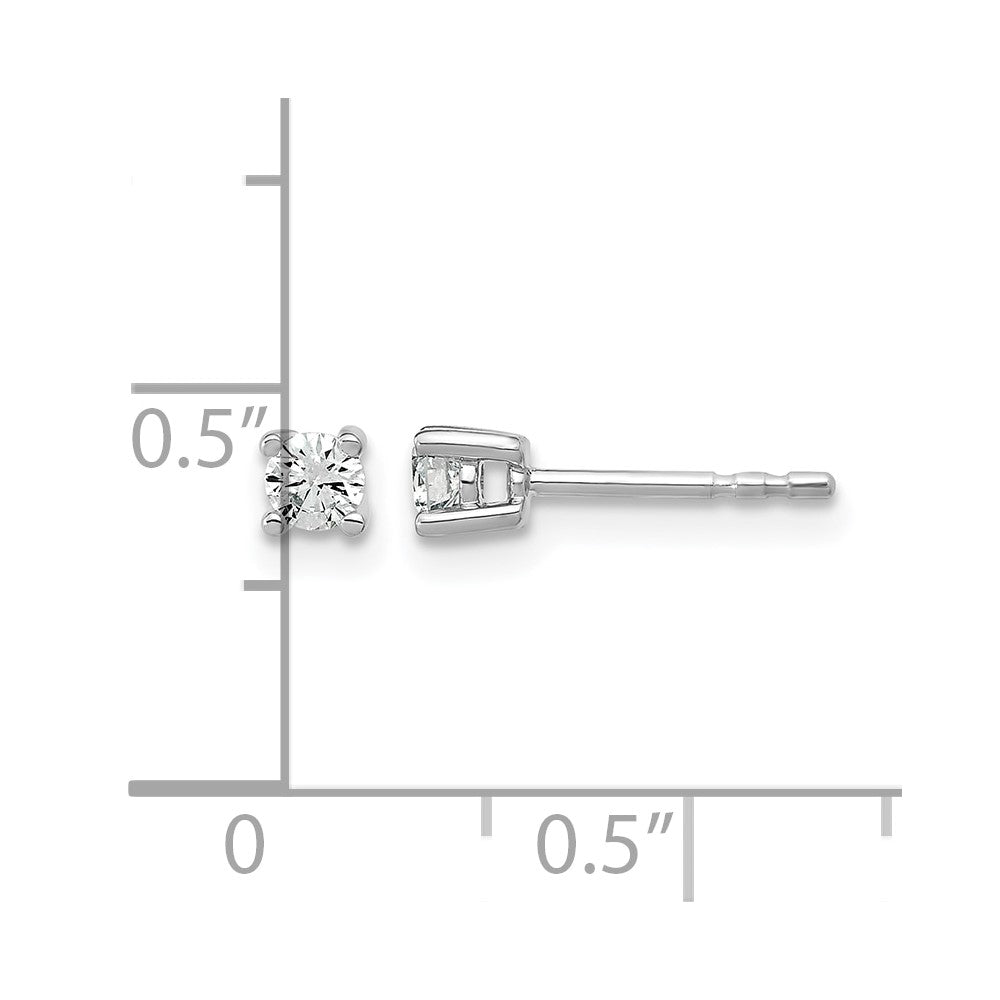 14K White Gold 1/5 Ctw Lab Grown Diamond Vs+ F+ Round 4 Prong Heavy Wt. Stud Earrings