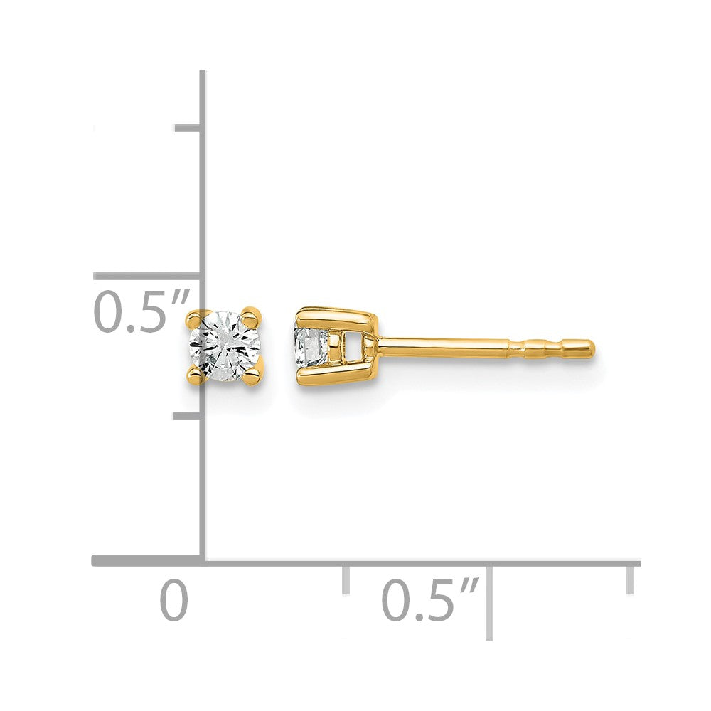 14K Yellow Gold 1/5 Ctw Lab Grown Diamond Vs+ F+ Round 4 Prong Heavy Wt. Stud Earrings