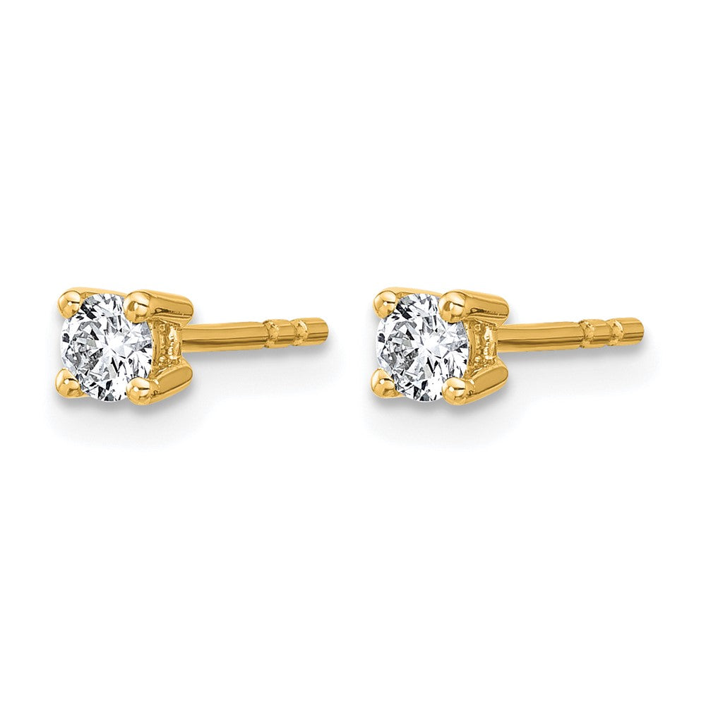 14K Yellow Gold 1/4 Ctw Lab Grown Diamond Vs+ F+ Round 4 Prong Heavy Wt. Stud Earrings