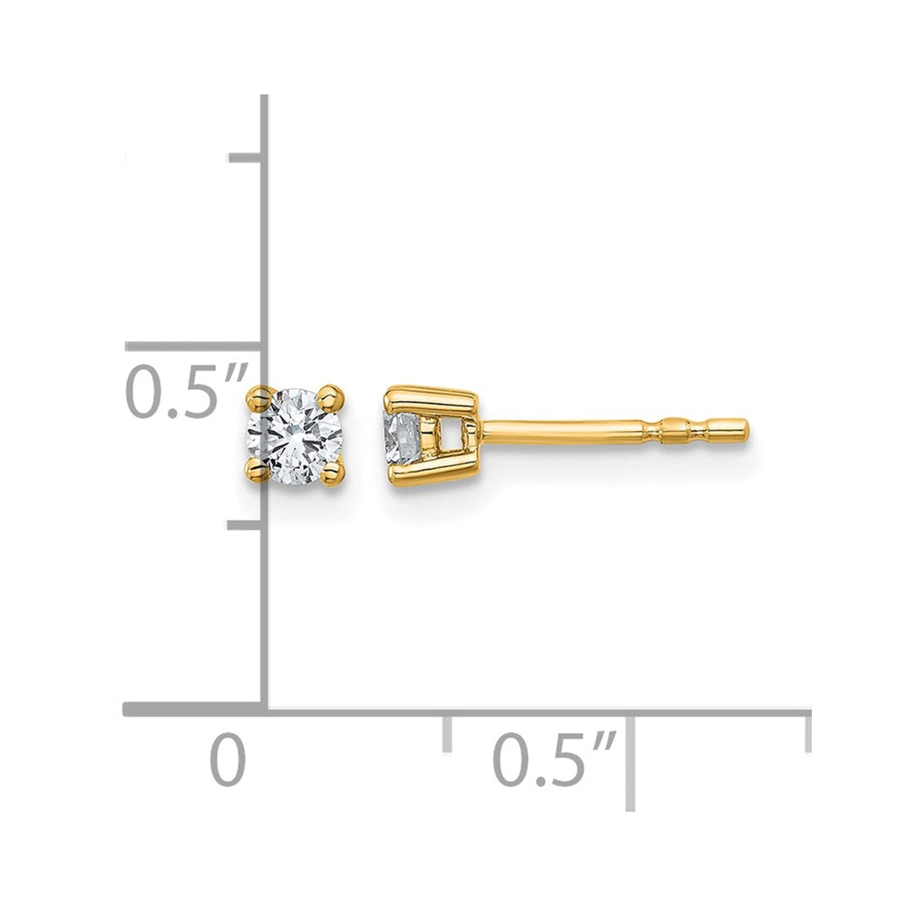 14K Yellow Gold 1/4 Ctw Lab Grown Diamond Vs+ F+ Round 4 Prong Heavy Wt. Stud Earrings