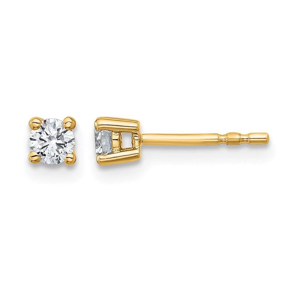 14K Yellow Gold 1/4 Ctw Lab Grown Diamond Vs+ F+ Round 4 Prong Heavy Wt. Stud Earrings