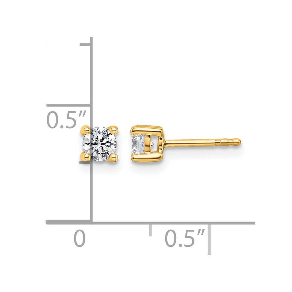 14K Yellow Gold 1/2 Ctw Lab Grown Diamond Vs+ F+ Round 4 Prong Heavy Wt. Stud Earrings