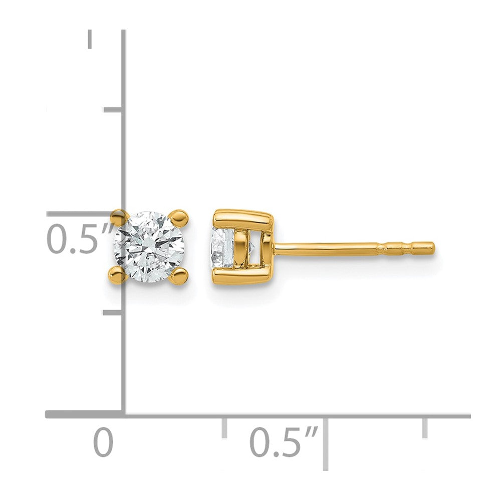 14K Yellow Gold 2/3 Ctw Lab Grown Diamond Vs+ F+ Round 4 Prong Heavy Wt. Stud Earrings