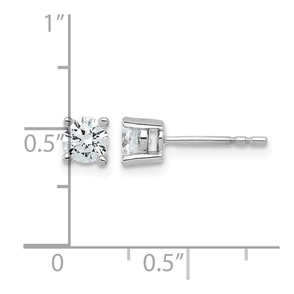 14K White Gold 3/4 Ctw Lab Grown Diamond Vs+ F+ Round 4 Prong Heavy Wt. Stud Earrings