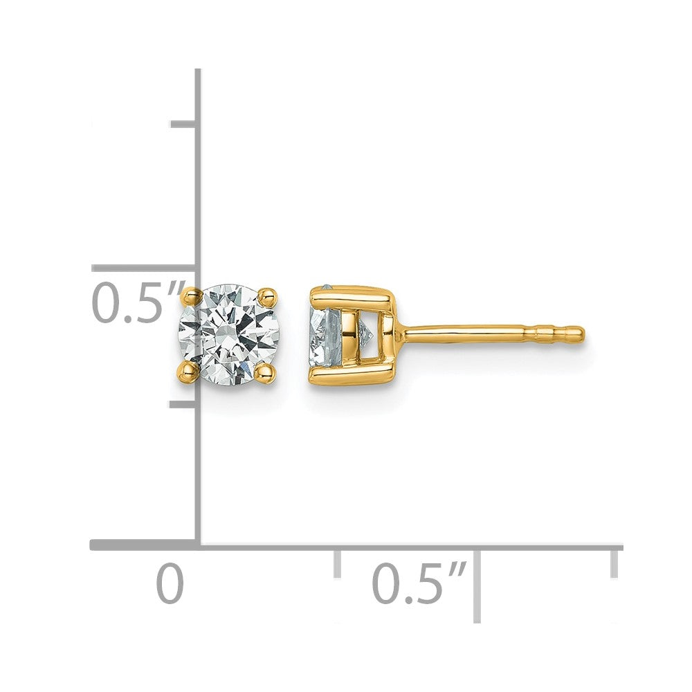 14K Yellow Gold 3/4 Ctw Lab Grown Diamond Vs+ F+ Round 4 Prong Heavy Wt. Stud Earrings