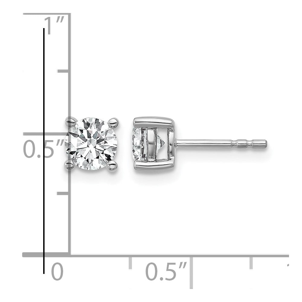 14K White Gold 1 Ctw Lab Grown Diamond Vs+ F+ Round 4 Prong Heavy Wt. Stud Earrings