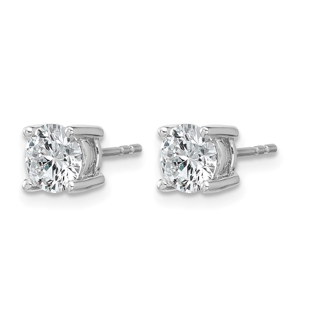 14K White Gold 1 1/2 Ctw Lab Grown Diamond Vs+ F+ Round 4 Prong Heavy Wt. Stud Earrings