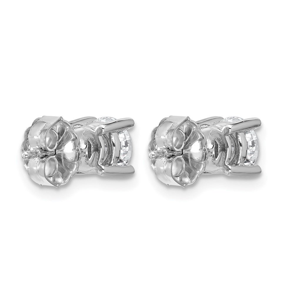 14K White Gold 1 1/2 Ctw Lab Grown Diamond Vs+ F+ Round 4 Prong Heavy Wt. Stud Earrings