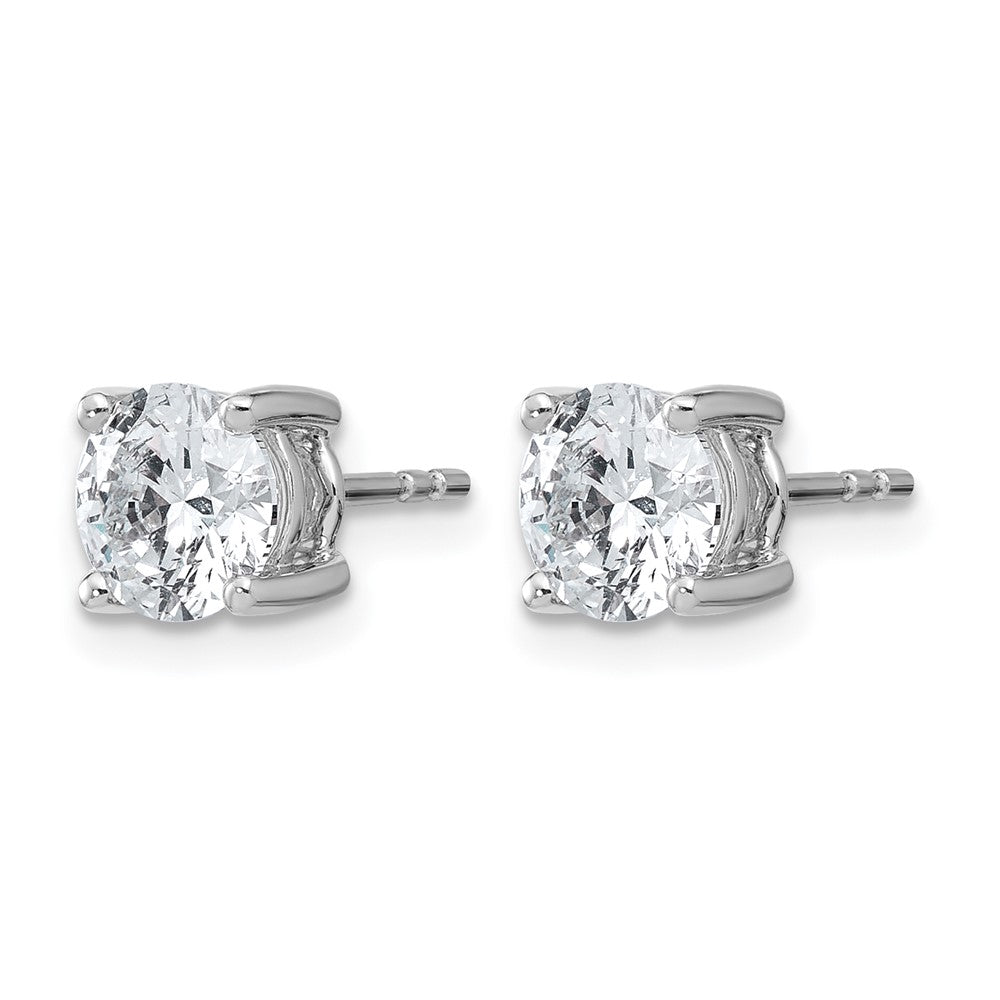 14K White Gold 2 Ctw Lab Grown Diamond Vs+ F+ Round 4 Prong Heavy Wt. Stud Earrings