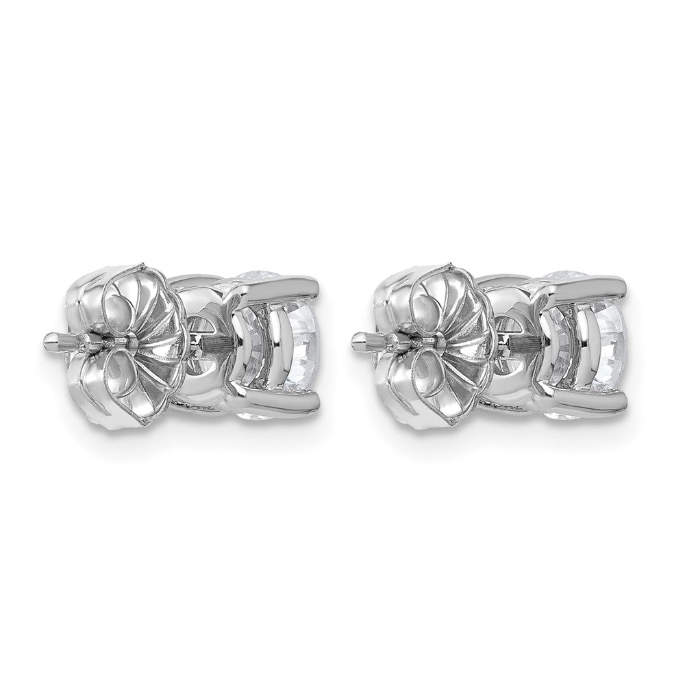 14K White Gold 2 Ctw Lab Grown Diamond Vs+ F+ Round 4 Prong Heavy Wt. Stud Earrings