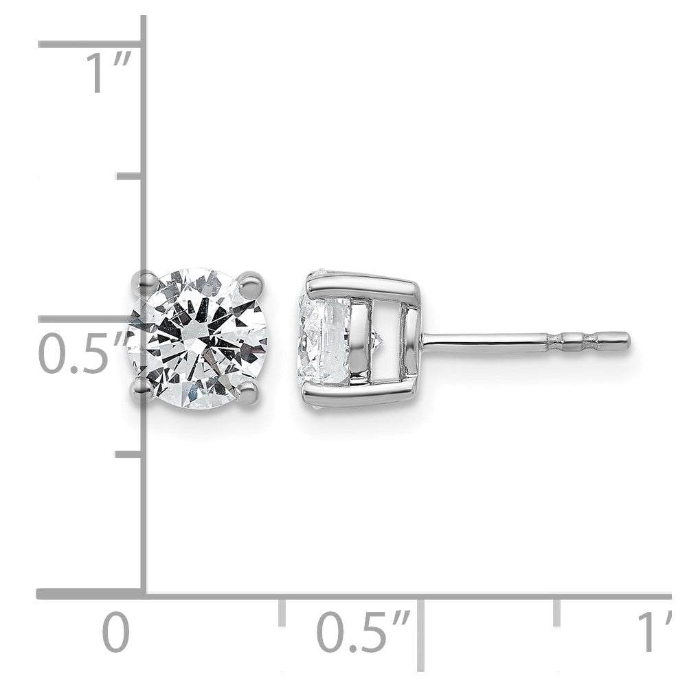 14K White Gold 2 Ctw Lab Grown Diamond Vs+ F+ Round 4 Prong Heavy Wt. Stud Earrings