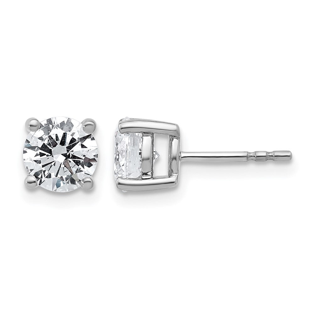 14K White Gold 2 Ctw Lab Grown Diamond Vs+ F+ Round 4 Prong Heavy Wt. Stud Earrings