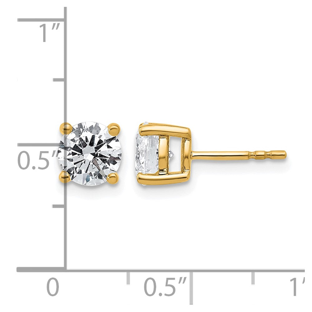 14K Yellow Gold 2 Ctw Lab Grown Diamond Vs+ F+ Round 4 Prong Heavy Wt. Stud Earrings