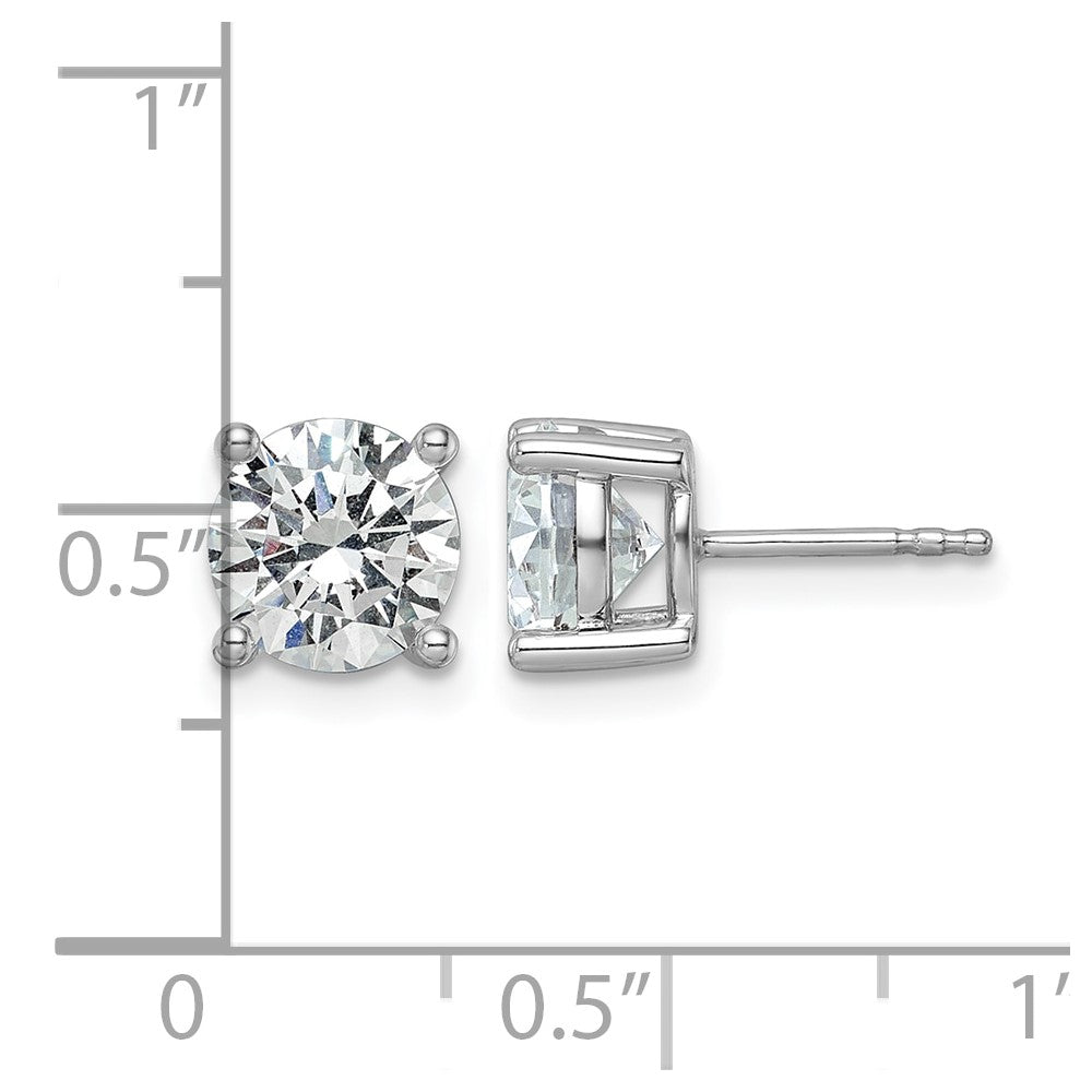 14K White Gold 3 Ctw Lab Grown Diamond Vs+ F+ Round 4 Prong Heavy Wt. Stud Earrings