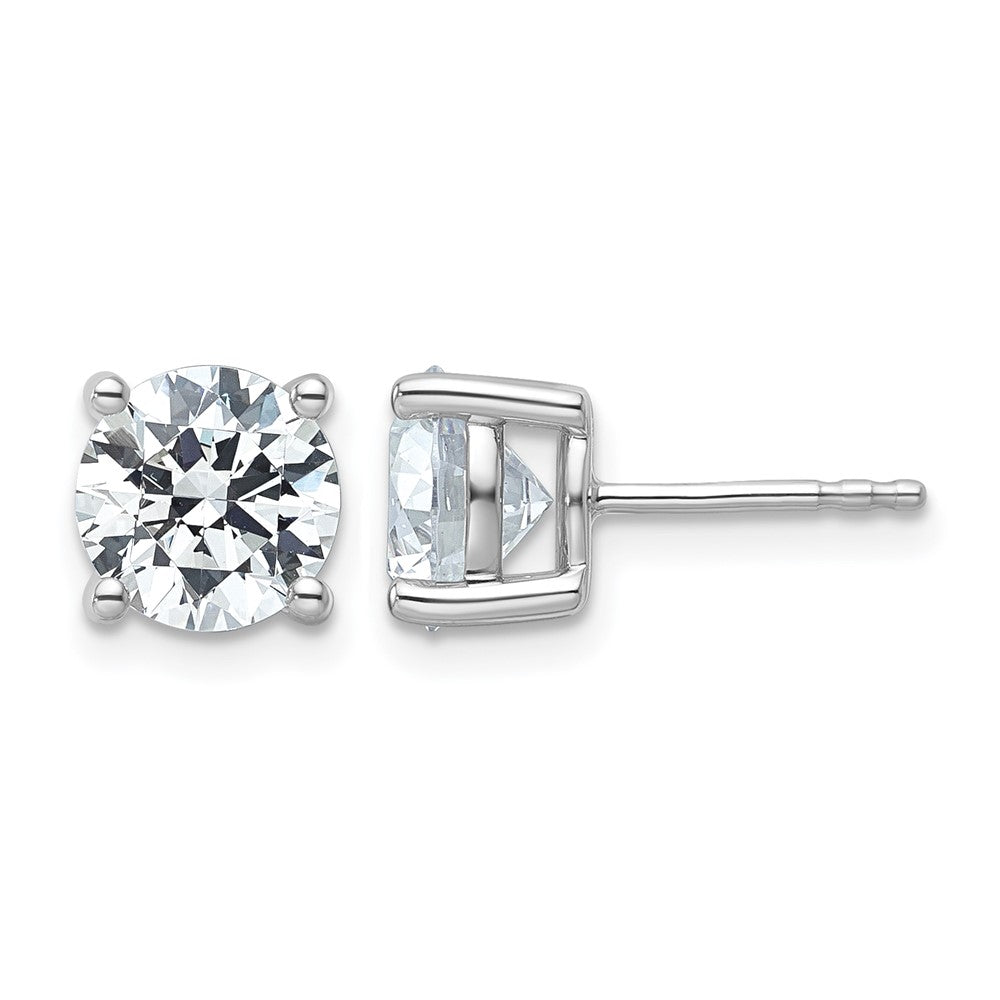 14K White Gold 4 Ctw Lab Grown Diamond Vs+ F+ Round Prong Heavy Wt. Stud Earrings