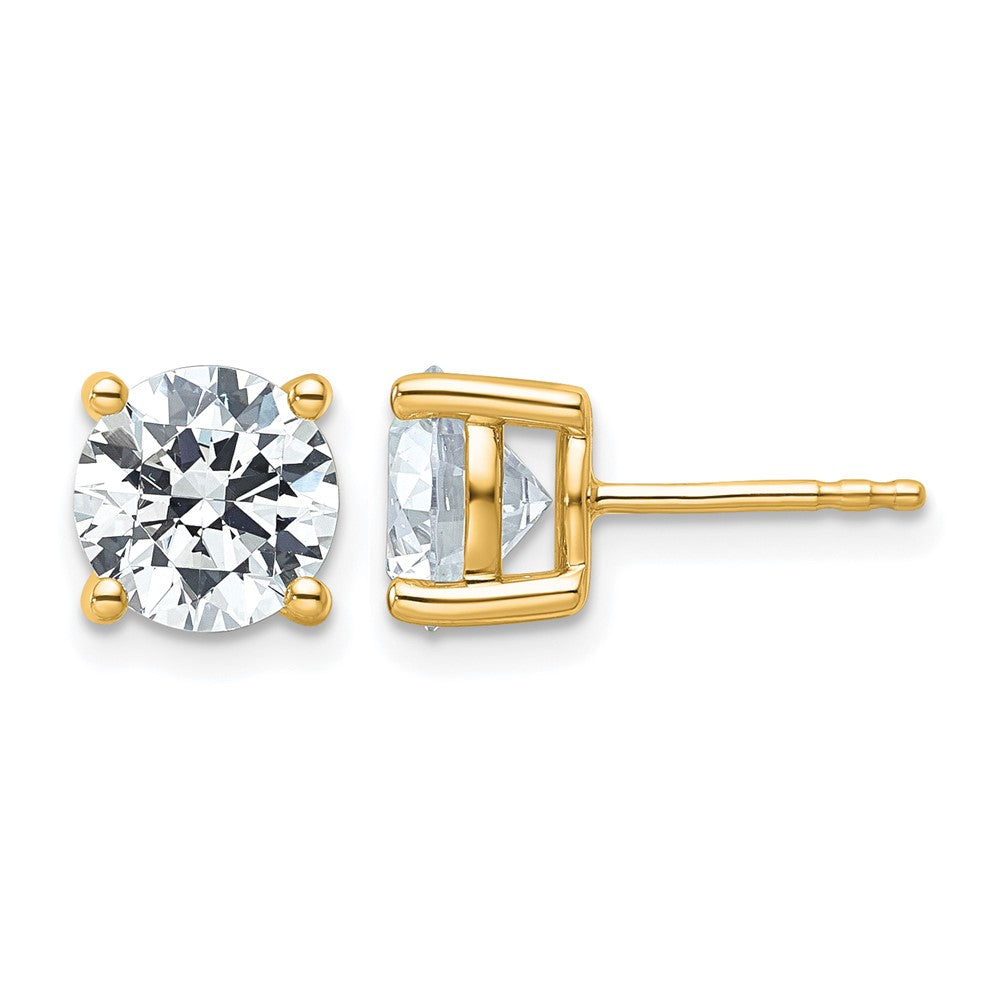 14K Yellow Gold 4 Ctw Lab Grown Diamond Vs+ F+ Round Prong Heavy Wt. Stud Earrings