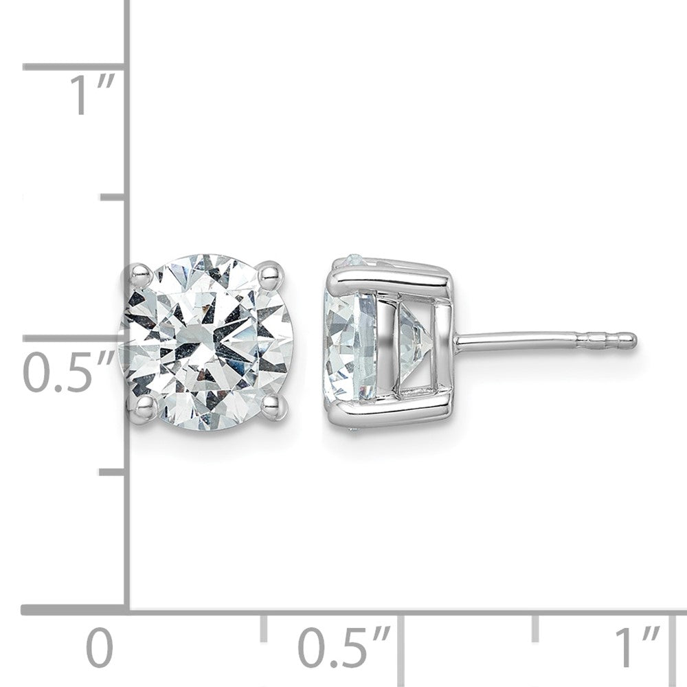 14K White Gold 5 Ctw Lab Grown Diamond Vs+ F+ Round 4 Prong Heavy Wt. Stud Earrings