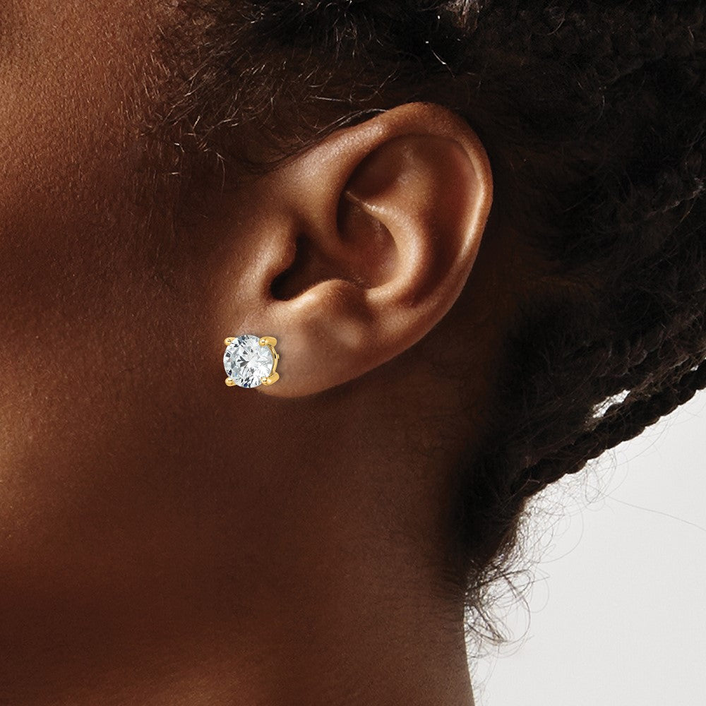 14K Yellow Gold 5 Ctw Lab Grown Diamond Vs+ F+ Round 4 Prong Heavy Wt. Stud Earrings