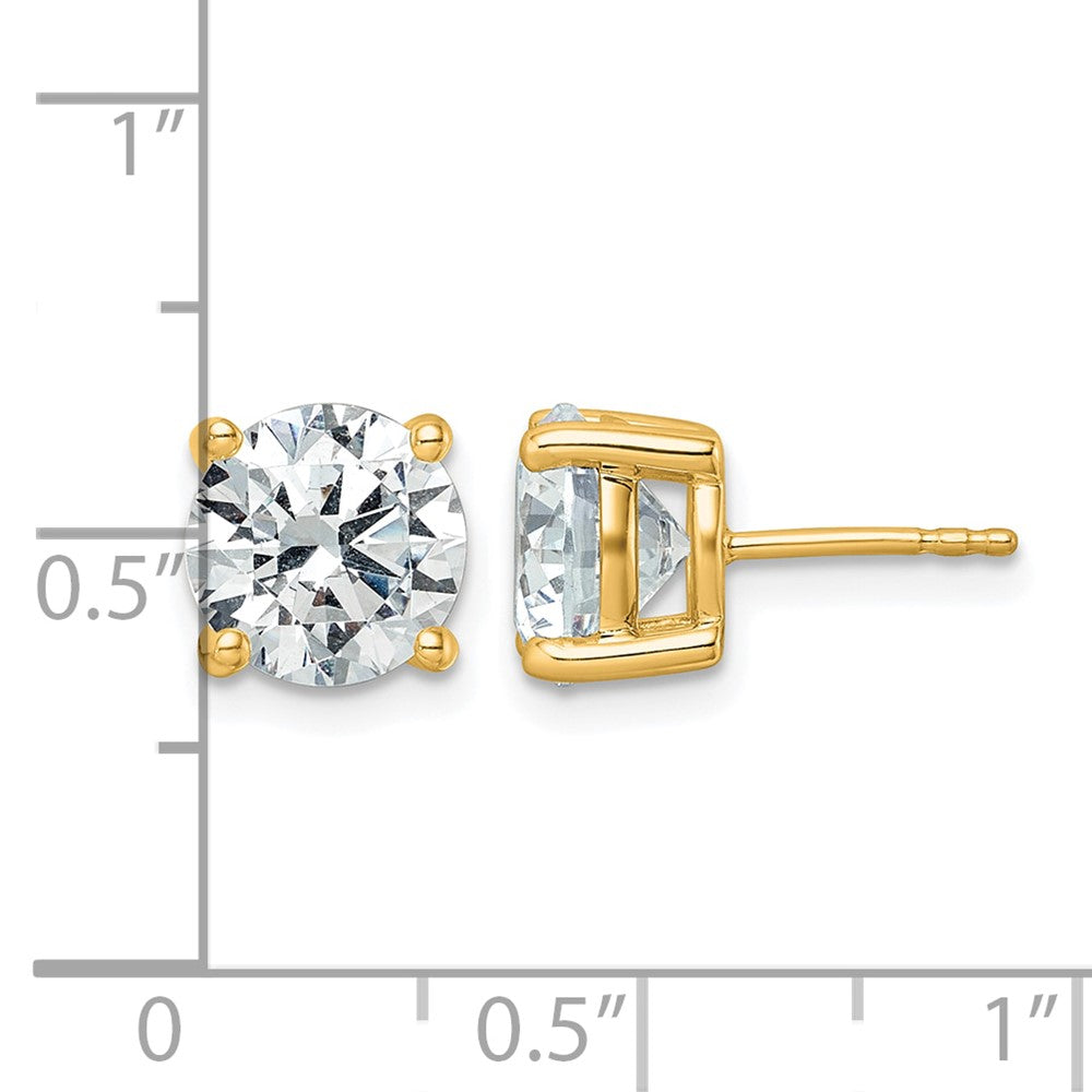 14K Yellow Gold 5 Ctw Lab Grown Diamond Vs+ F+ Round 4 Prong Heavy Wt. Stud Earrings