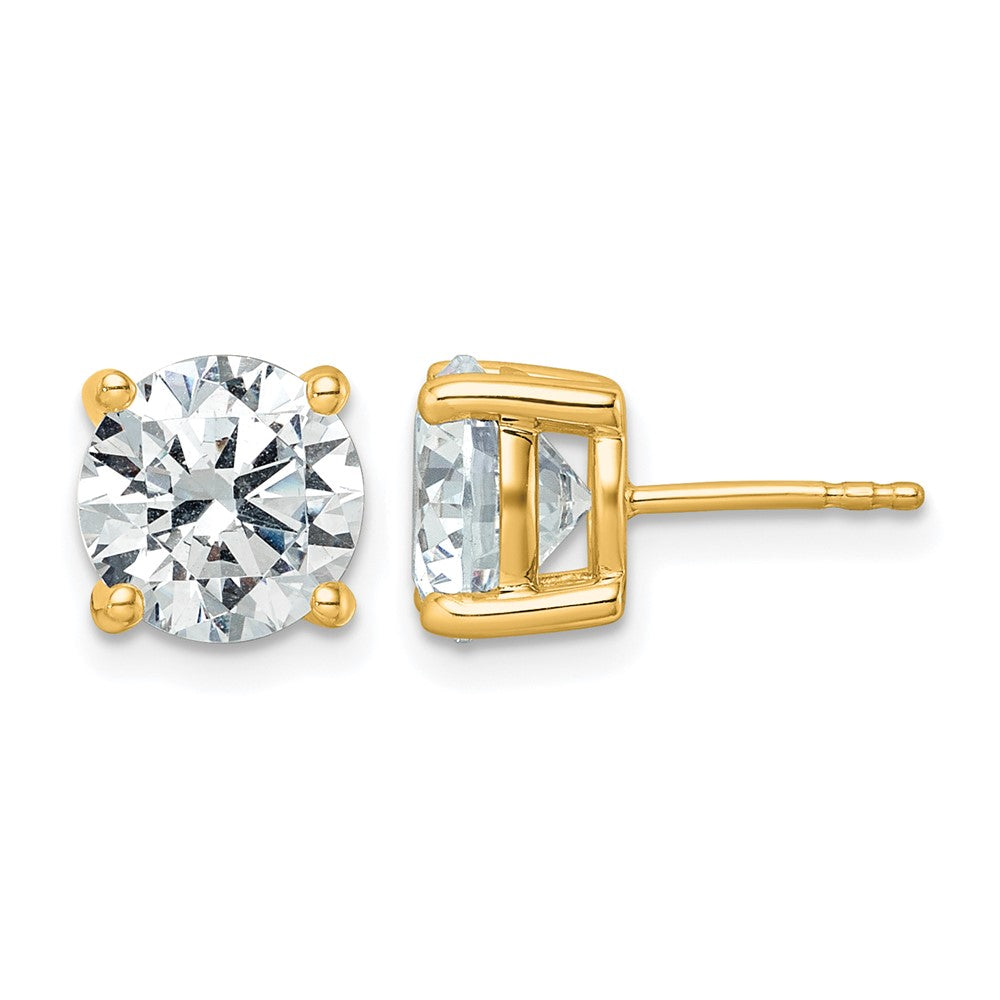 14K Yellow Gold 5 Ctw Lab Grown Diamond Vs+ F+ Round 4 Prong Heavy Wt. Stud Earrings