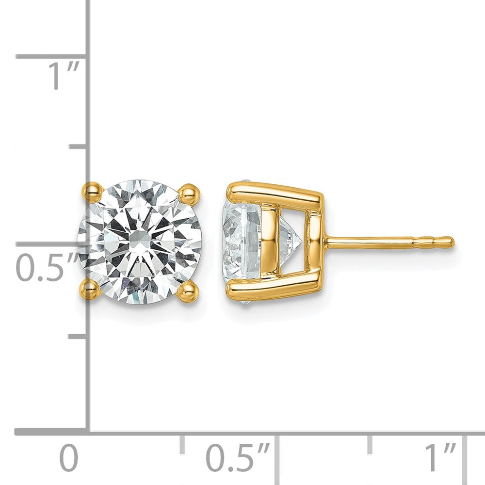 14K Yellow Gold 6 Ctw Lab Grown Diamond Vs+ F+ Round 4 Prong Heavy Wt. Stud Earrings